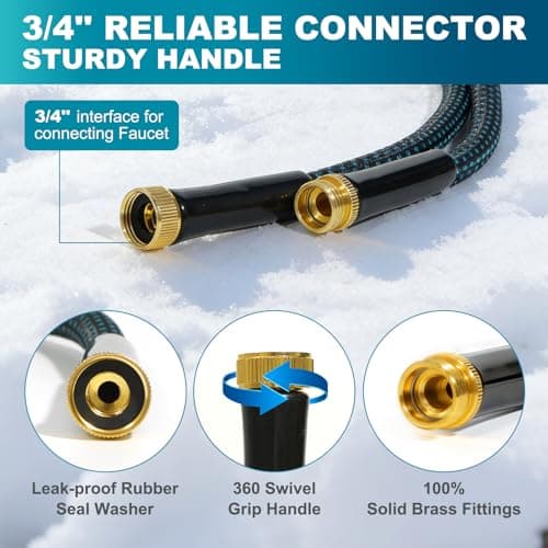 50FT Non-Expandable Garden Hose, Lightweight Kink-Free Water Hose with 10-Pattern Spray Nozzle, 3/4" Brass Connectors, Leak-Proof Abrasion Resistant Flexible Hose for Lawn, Yard, Car Washing - Thumbnail 2