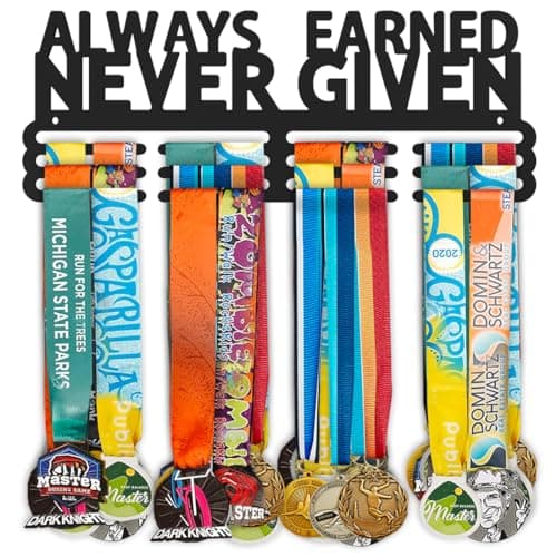 Dafftos Medal Hanger Ribbon Holder Display Medals Wall Mounted Metal Trophy Rack Organizer Frame Awards Ribbon Cheer Gymnastics Soccer Softball Runner Hold Medals Easy to Install (Earned 14 inch)