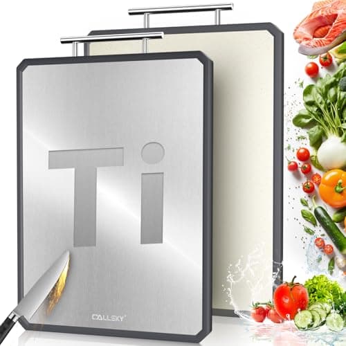 Titanium Cutting Boards for Kitchen, 2 in 1 Non Toxic Cutting Board, Food-Grade Double Sided Pure Titanium & Wheat Straw PP Chopping Board for Meat/Vegetables, Dishwasher Safe Large 16.3”×11-1 PC - Image 1