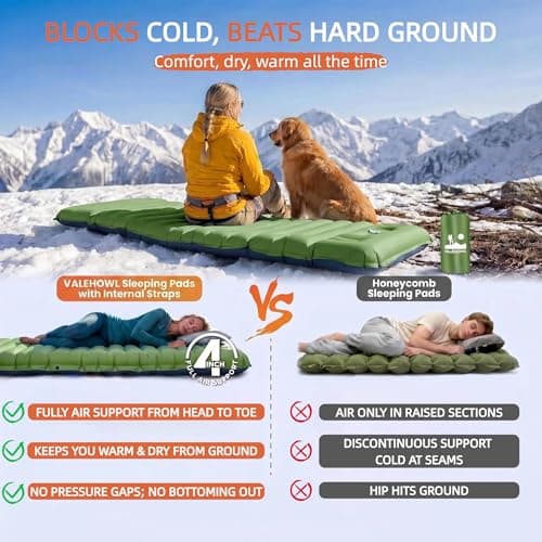 VALEHOWL 4" Thick Camping Sleeping Pad with Internal Straps, R4.0 Sleep Mat - Thumbnail 3