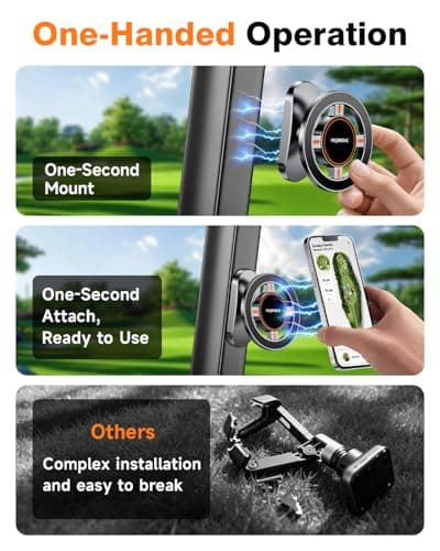 Hkmmdvc All-Alloy Magnetic Golf Cart Phone Holder, 2026 Upgraded 360° Adjustable Golf Cart Accessories Compatible with MagSafe iPhone 17-12 Fits EZGO Club Car Yamaha, Golf Gifts for Men Him Father - Thumbnail 2