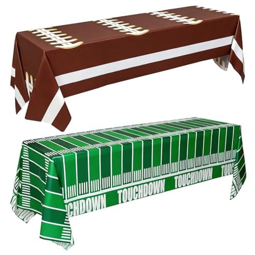 Accevo Football Party Decorations Disposable Tablecloth Plastic Touchdown Table Cover, Game Day Theme Table Cloth, Perfect for Football Birthday Party Supplies 54 X 108Inch, 2 Pack - Image 1