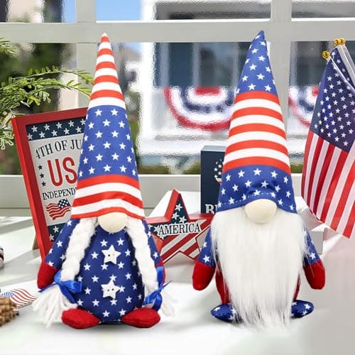 4th of July Decorations - Memorial Day Decorations - 250th Anniversary Patriotic USA Gnomes for Home - Fourth of July for Office, Indoor - 250 Years America Red White Blue Figurines for Independence - Image 1