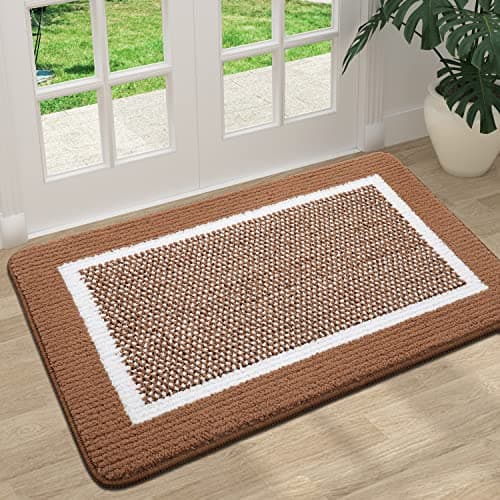 Colorxy Indoor Door Mat, Non-Slip Absorbent Resist Dirt Entrance Mat, Sturdy Low-Profile Inside Floor Mats, Washable Front Entry Doormats for Entryway, 30''x17'', Brown - Image 1