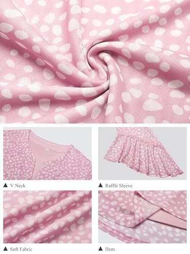 GKBK Womens 3/4 Sleeve Tops Dressy Casual Business Work Blouses Office Shirts Pink L - Thumbnail 4