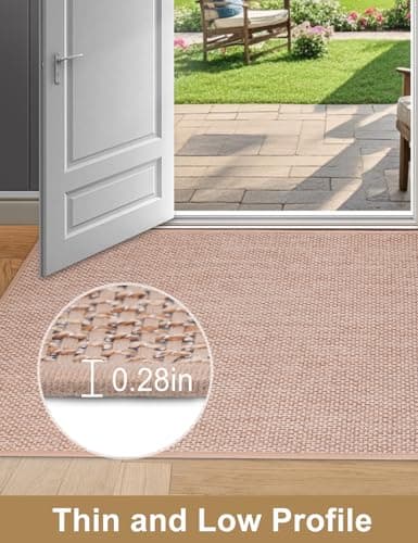 Indoor Door Mat 17"x30" - No Creases Entryway Mat, Low-Profile Dirt Trapper Front Door Mat for Inside Entrance, Non Slip Rubber Backing Inside Doormat for Entryway, Easy Clean Washable (Khaki) - Thumbnail 4