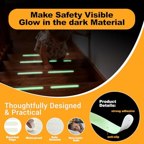 Glow in The Dark Anti-Slip Tapes, Adhesive Decals Safety Strips for Bath Tub, Shower Floor, Stairs, 36 Pieces. Ideal for Families with Adults & Seniors, Indoor Use - Thumbnail 4