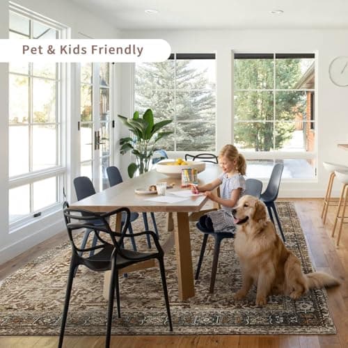 Vintage Carpet Washable Non-Slip Foldable 6x9ft Area Rug - Stylish Decor Rugs for Living Room, Bedroom, Nursery, Office,Kids Rug (Red +Brown Reddish Brown) - Thumbnail 2