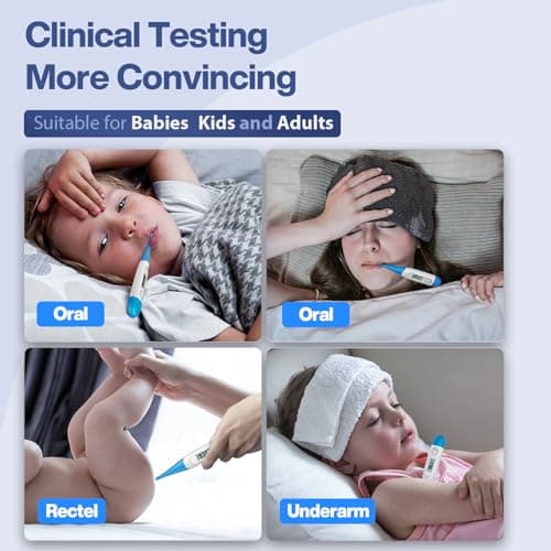 Boncare 10 Seconds Oral Thermometer for Adults and Kids - Accurate & Safe Rectal Thermometer for Baby with Fever Alarm, Digital Thermometer (Light Blue) - Thumbnail 4