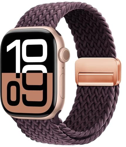 OMECKY Magnetic Braided Loop Band Compatible with Apple Watch Series 11 10 46mm 9 8 7 6 5 4 3 42mm 44mm 45mm 49mm for Women Men, Stretchy Nylon Elastic Sport Strap for iWatch SE/Ultra 1/2/3, Baby Blue - Image 1