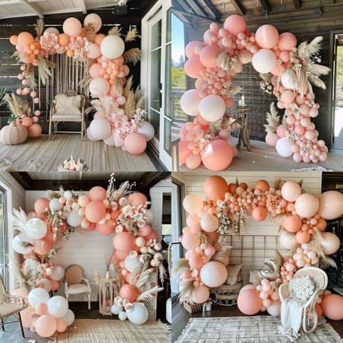 Boho Balloon Garland Arch Kit 162pcs White Sand Macaroon Pink Balloons for Bridal Shower Anniversary Gender Reveal Birthday Party Decorations - Thumbnail 4