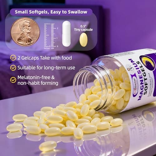 Magnesium Glycinate 400mg Softgels, Small Easy to Swallow High Absorption Magnesium Supplement, with Vitamin D3 & K2 for Sleep Relax Calm Muscle Bone* Health, 120 Gelcaps - Thumbnail 3