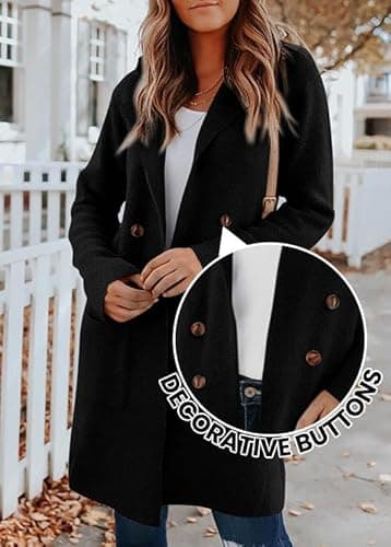 KIRUNDO Cardigan Sweaters for Women 2026 Fall Open Front Knit Sweater Jackets Business Casual Long Coatigan Winter Clothing(Black, XX-Large) - Thumbnail 4