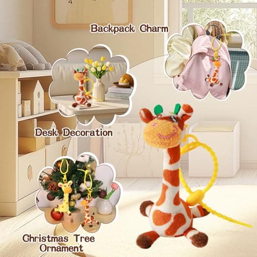 LLUKEME Cute Soft Giraffe Plush Keychain, 4.9 Inch Kawaii Stuffed Animal, Versatile Keychain Backpack Charm, Bag Decor Accessory, Adorable Gift for Kids Adults Birthday Christmas (Spots) - Thumbnail 5
