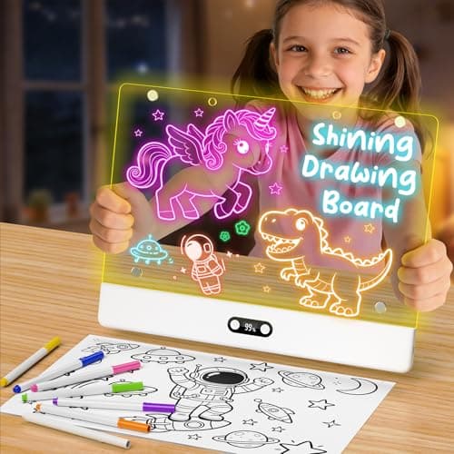 High Grade Led Drawing Board for Kids with 8 Light Effects, 16" Rechargeable Wireless Dry Erase Glow Note Doodle Pad, Acrylic Dry Erase Board with Stand, 2026 Birthday Gifts for Boys & Girls Ages 3–12 - Image 1