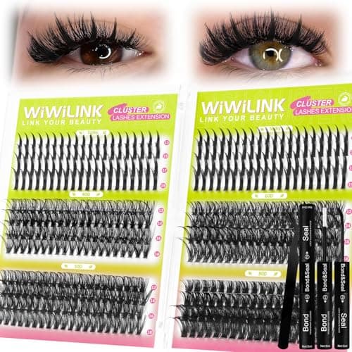 Lash Clusters Kit 40D+50D+60D+80D Individual Spikes Lashes 480 PCS 12-18mm Spiky Manga Eyelash Clusters D Curl DIY Eyelash Extension Kit with Cluster Lash Bond & Seal for Anime Eyelashes by WiWiLINK - Image 1
