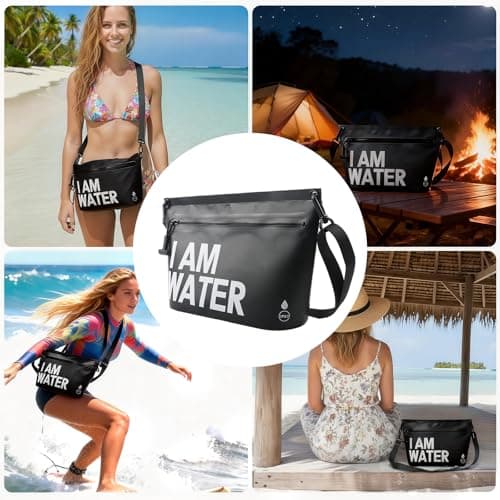 UOEPOWA 6L Waterproof Crossbody Bag Detachable Adjustable Shoulder Strap Unisex IPX8 Waterproof Holds Phone, Wallet, Skincare Ideal for Diving, Camping, Leisure(Black) - Thumbnail 6