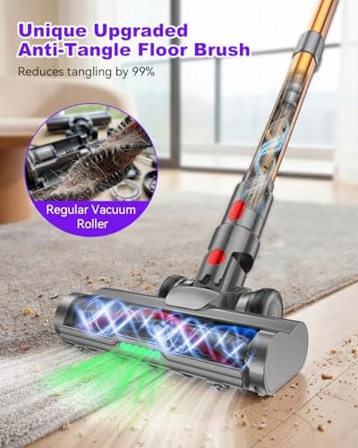Dsoope YU7 Max Cordless Vacuum Cleaner 600W 70Min 55kPa Powerful Suction Stick Vacuum, Anti-Tangle, Touch Screen, Self-Standing Lightweight Wireless Vac for Home Pet Hair Carpet Hard Floors - Thumbnail 4