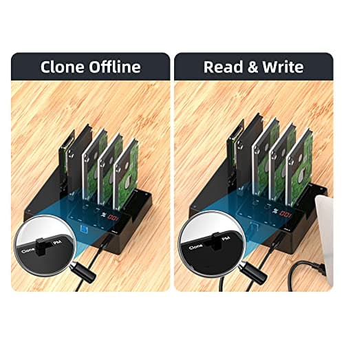 5-Bay SATA Hard Drive Docking Station, USB 3.0 (5Gbps), Supports up to 30TB (5×6TB) 2.5″ SATA SSD/HDD, with 1:4 Offline Clone/Duplicator Function - Thumbnail 4