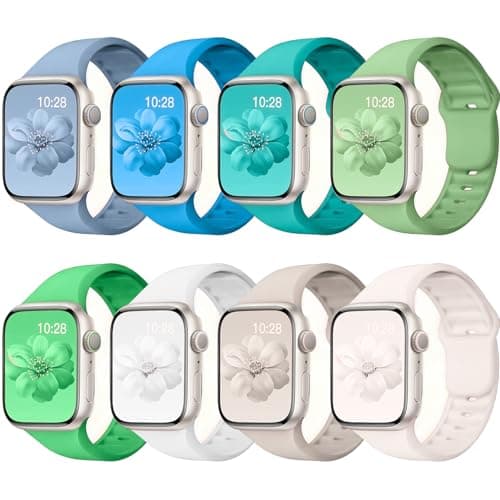 8 Pack Sport Bands Compatible with Apple Watch Bands 40mm 38mm 41mm 42mm 44mm 45mm 49mm 46mm for Women Men,Silicone Waterproof Strap for iWatch Apple Watch Series11 10 9 Ultra 8 7 6 5 4 3 2 1 SE
