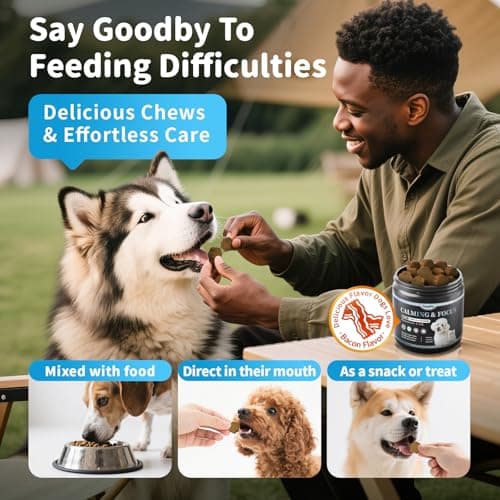 POPPAW Calming Chews for Dogs – Calming Treats for Anxiety, Stress, Separation, Travel & Thunder, Non-Drowsy Alternative to Melatonin, Calm & Focus with Chamomile & Ashwagandha, Bacon Flavor, 90Ct - Thumbnail 5