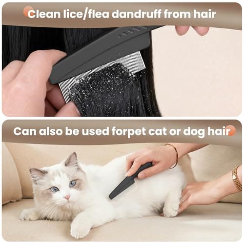 2PC Dandruff Comb Fine Tooth Scalp Detox Comb Lice Stainless Steel Scalp Detoxing Hair Brush Tool Hair Care for Women, Men & Kids (Brown) - Thumbnail 3