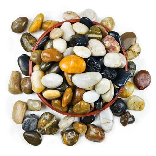 Garrdeen 5LB Polished Mixed River Rocks, Natural Decorative Stones for Indoor Outdoor Plants, Succulents, Vases, Fish Tank, Garden Landscaping & Top Dressing Pebbles 1-2.2Inch - Image 1