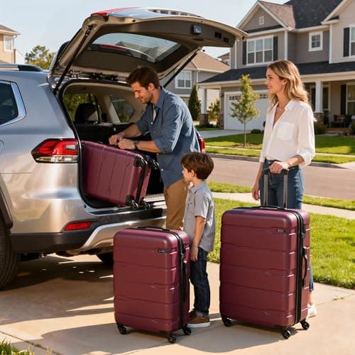 Coolife Luggage Set 3 Piece Hardside PC+ABS Suitcase with TSA Lock, Expandable Large Checked Luggage, Lightweight Rolling Carry On with Spinner Wheels(20/24/28 Inch, Radiant Pink) - Thumbnail 2