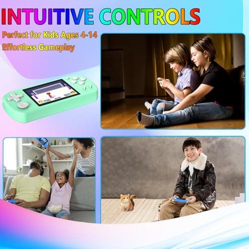 TEBIYOU Handheld Games for Kids Built-in 218 Video Games, Portable Kids Travel Toys for Ages 4-13 with Rechargeable Battery 3.0" HD Screen, Mini Gaming Player Birthday Gifts for Boys Girls (Cyan) - Thumbnail 5