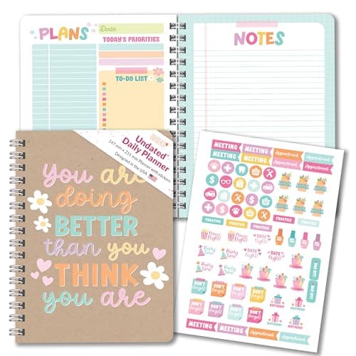 Undated Daily Planner Notebook - Undated Planner Notebooks, Daily To Do List Planners, To Do List Notebook for Work Organization, Day Schedule Planners for Kids and Adults - Image 1