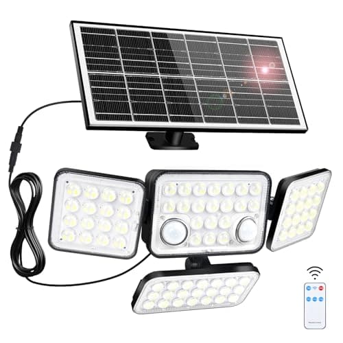 Aialun Solar Lights Motion Sensor Outdoor,Real 5000mAh 292 LEDs 3600lm Bright 8500K 4 Heads Solar Security Flood Lights Outside Waterproof IP65,Remote Control,Dusk to Dawn 3 Modes for Backyard,Garage