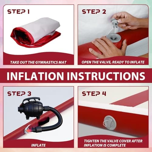 Tuxedo Sailor Inflatable Gymnastics Mat with Electric Pump, Storage Bag, Repair Kit–Air Mat for Home Training, Cheerleading, Yoga - Thumbnail 6