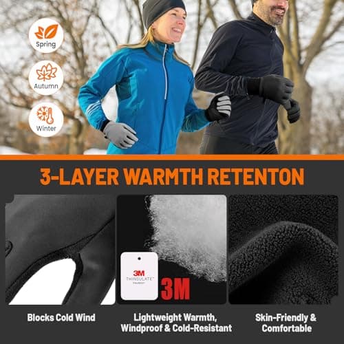 GXCROR Winter Gloves with Windproof & 3M Thermal Insulation, Touchscreen & Anti-Slip, Ideal for Running, Cycling, Hiking, Driving, and Outdoor Activities - Thumbnail 2