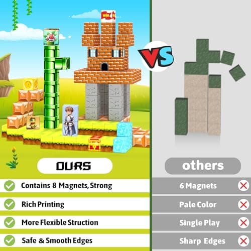 Magnetic Blocks- Easter Basket Stuffers - Magnetic Cubes STEM Sensory Toys, Build Forest Toys & Games Set, Birthday Gifts for Kids Boys Girls Age 3 4 5 6 7 8 9 10 (54pcs 1inch) - Thumbnail 4