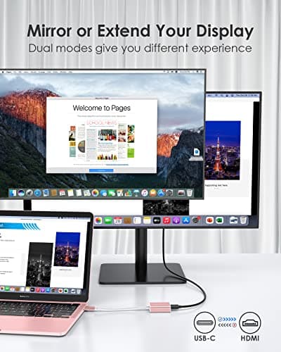 LENTION USB C to HDMI Adapter Compatible with iPhone 15/16/17 to HDMI Adapter for TV, Thunderbolt 3/4 to HDMI for 2025-2016 MacBook Pro, iMac/Air iPad, Galaxy HDTV Projector Monitor (Rose Gold) - Thumbnail 4