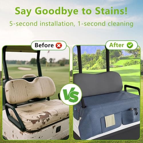 Eolzzi Golf Cart Seat Cover for Club Car, Waterproof, Washable, Breathable, Non-Slip Golf Cart Cover with 3 Pockets, for Golf Lovers, Navy Blue - Thumbnail 6