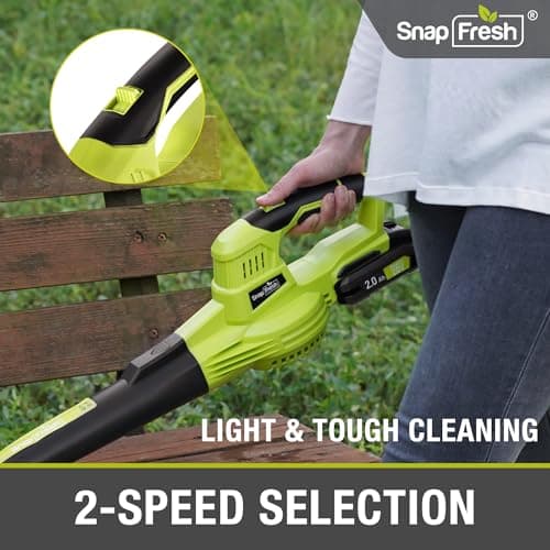 SnapFresh 20V Cordless Electric Leaf Blower - Lightweight with 2.0Ah Battery & Fast Charger, 2 Speed Modes for Lawn, Patio, Yard & Sidewalk Care - Thumbnail 6