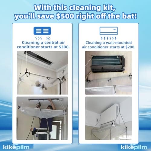 kikepilm Mini Split Cleaning Kit Bag,Split Ac Unit Cleaning Bag Kit for Cleaning Wall-Mounted Air Conditioners and Duct Units(White, 21PCS with Kettle, Size: 33-122 Cm 15.35-48 Inches - Thumbnail 3