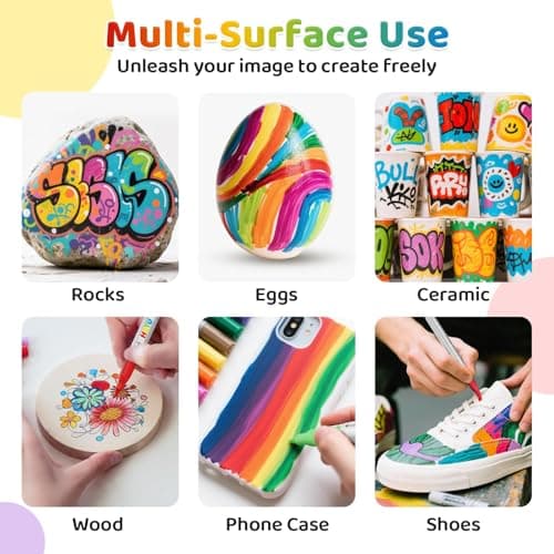 HOTU High Opacity Acrylic Paint Markers Brush Tip 36 Colors, Automatic Ink Control Acrylic Markers for Adults Coloring Book No bleeding, Paint Pens for Rock Painting Fabric Wood Eggs DIY Crafts - Thumbnail 6