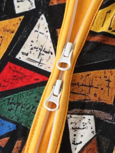 Joonberry Infant Baby Girl Clothing Bamboo Rayon Footies, Newborn outfit Footed Long Sleeve Jumpsuit with Zipper and Mitten Cuffs (Geometric Pattern, 3-6M) - Thumbnail 4