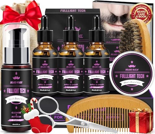 Boyfriend Birthday Gifts,Beard Care Kit Includes 3 Scented Beard Oil,Grapefruit Beard Shampoo & Balm, Brush, Comb,Scissors,Cool Men Stuff Christmas Stocking Stuffers Gifts for Men Him Dad Husband - Image 1