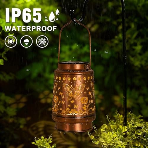 2Pack Solar Lights Solar Lanterns Outdoor Waterproof - Butterfly Garden Decor Birthday Gifts for Women Mom Grandma Butterflies Decoration Outside for Yard, Patio, Backyard, Porch - Thumbnail 5