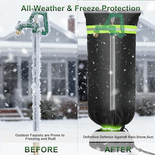 Outdoor Faucet Cover 2-Pack - Large 28"H x 15"W Freeze Protection for Winter, Upgraded 420D Waterproof Insulated hydrant Covers, Reusable Spigot Hose Bib Cover with Reflective Stripes & Drawstring - Thumbnail 6