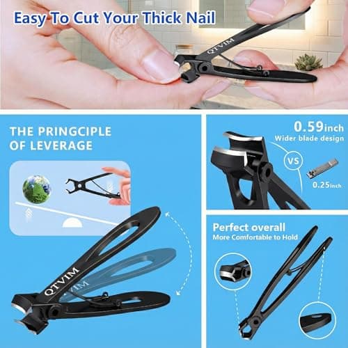 Toenail Clippers for Thick Nails for Men Seniors|3 Pack Ergonomic Long Handle Angled Head Toe Nail Clippers with Catcher|Premium Steel Wide Opening Fingernail Clipper-Heavy Duty Nail Clipper for women - Thumbnail 4