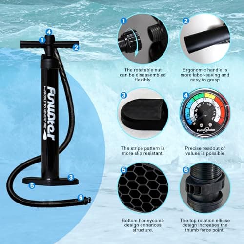 FunWater 10'6×33"×6" Inflatable Stand Up Paddle Board with Premium SUP Paddleboard Accessories, Wide Stable Anti-Slip EVA Deck,Paddle Boards for Adults & Youth of All Skill Levels - Thumbnail 6