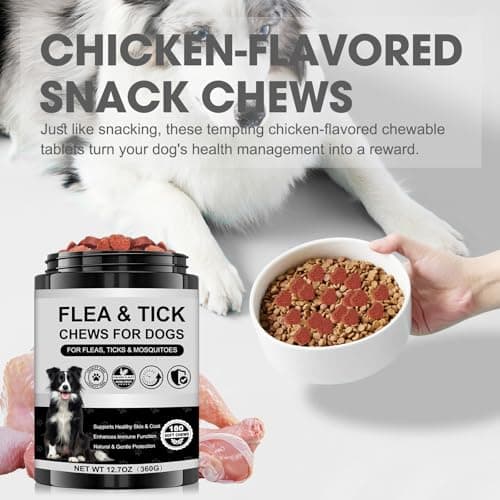 Dog Flea and Tick Chewable Supplement – Natural Support for Skin & Coat Health, Seasonal Comfort & Itch Relief – 180 Soft Chews with Chicken Flavor for Dogs & Puppies (180pcs) - Thumbnail 3