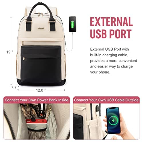 LOVEVOOK Travel Laptop Backpack Women Anti-theft Laptop Bag with USB Port Waterproof Computer Backpack for Nurse College Work - Thumbnail 5