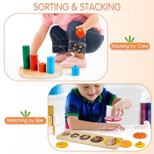 WOODMAM Wooden Montessori Toys for 1+ Year Old, 9 in 1 Learning Educational Toys for Toddler with Educational Box, Xylophone, Pound Bench, Shape Puzzle and More, Baby Toy Gift for 13-18 Months - Thumbnail 6