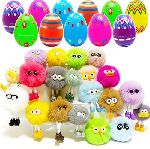 HLXGFCAI PreFilled Easter Eggs with Plush Toys Keychains Easter Egg Fillers Filled Easter Egg Stuffers Egg Hunt Cute Keychain Easter Basket Stuffers Party Favors for Kids Boys Girls - Image 1