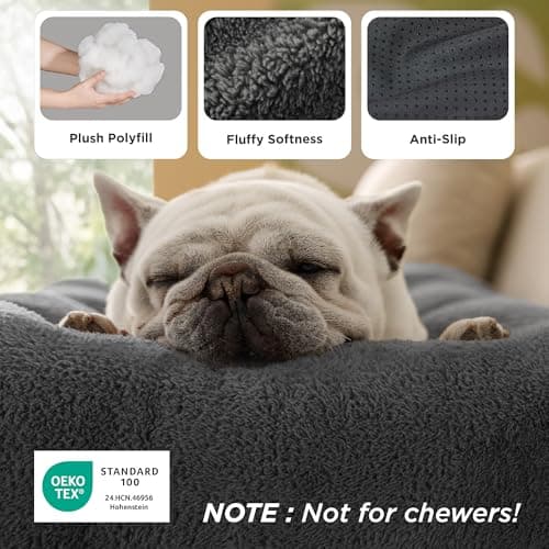 Bedsure Washable XL Dog Bed for Crate for Extra Large Dogs, Comfort Fluffy Plush Pet Pillow Bed Kennel Pad with Non-Slip Bottom, Machine Washable Pet Sleeping Mat, 41"x27", Dark Gray - Thumbnail 3